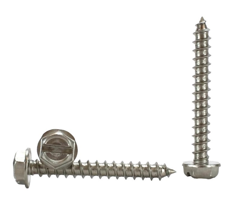 Chenango Supply #10 X 1-1/2 Stainless Steel Hex Washer Head w/Slot Sheetmetal Screw (1/2" to 1-1/2" in Listing) 100 pcs Sheet Metal Screws (#10x1-1/2 Inch) - Image 1